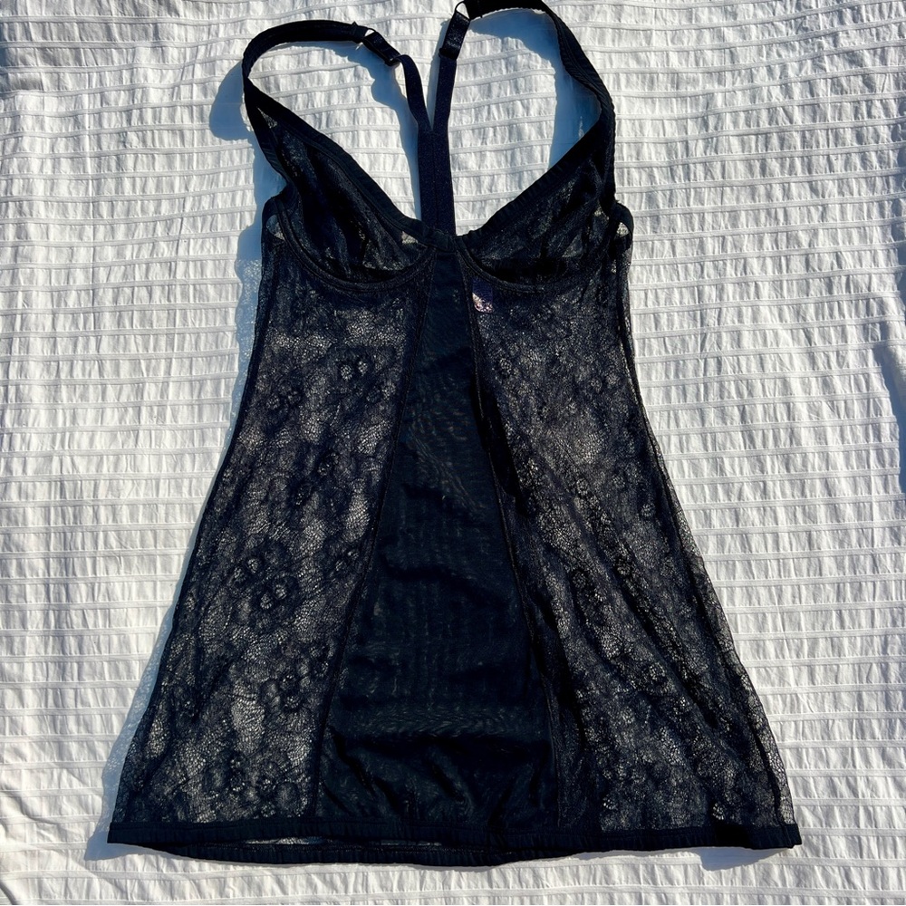 2008 Victoria's Secret Sexy Little Things Sheer Black Lace Babydoll Chemise, M